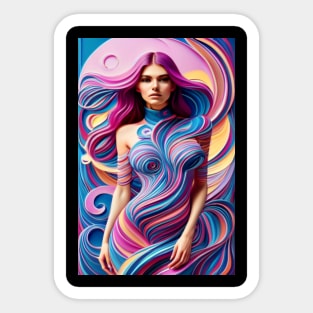 Abstract Composition Fashion Style Female Model Sticker